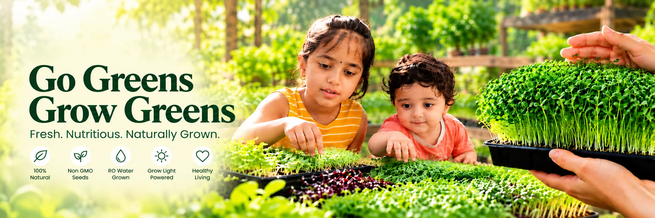 Go Greens, Grow Greens. Fresh, nutritious, naturally grown microgreens.